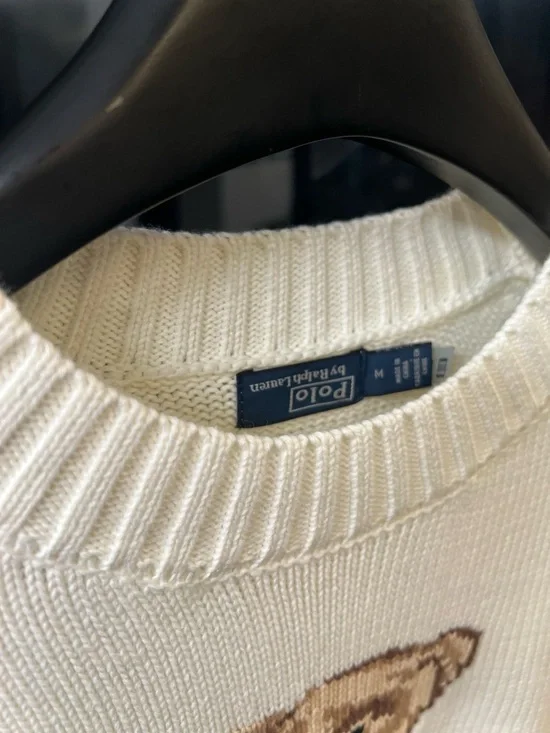 Polo by Ralph Lauren Cream Crewneck Sweater with Pink Teddy Bear - Picture 8 of 8